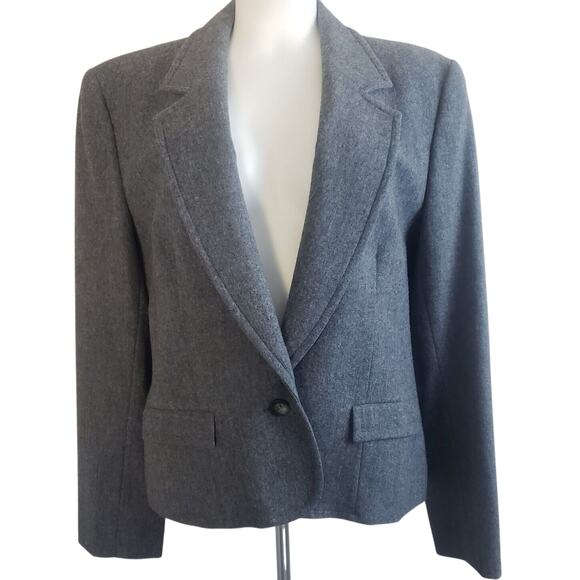 Pendleton Jackets & Blazers - VTG Pendleton 100% Virgin Wool Old‎ Money Blazer Gray One Button Size 12